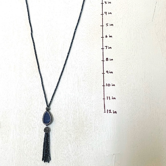 Dark Blue Sparkle Pendant Necklace - Picture 2 of 2